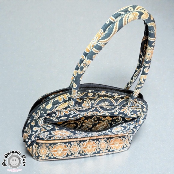 Vera Bradley Café Latte Y2K Quilted Bowler Shoulder Bag Brown Tan Zip Top Purse - Picture 7 of 7